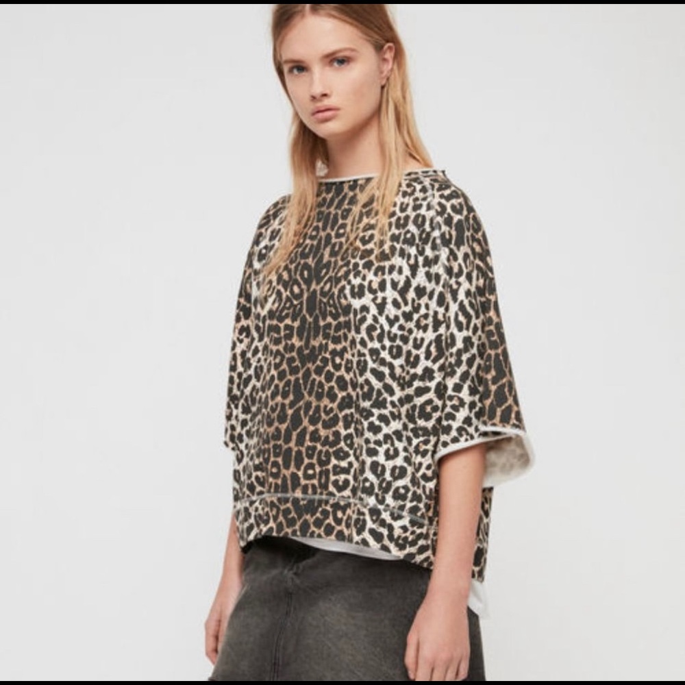 Allsaints Mila Oversized Leopard Sweatshirt